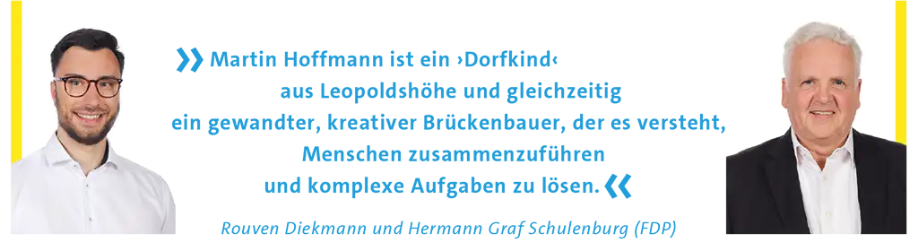 Rouven Diekmann und Hermann Graf Schulenburg (FDP) unterstützen Martin Hoffmann