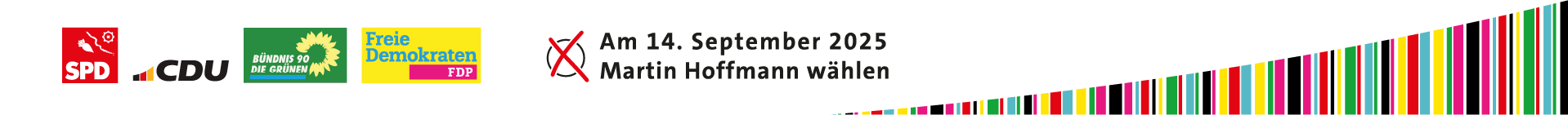 Unterstuetzet_leiste_streifen Am 14. September 2025 Martin Hoffmann wählen - Unterstützt von SPD, CDU, Bündnis 90 / Die Grünen / FDP